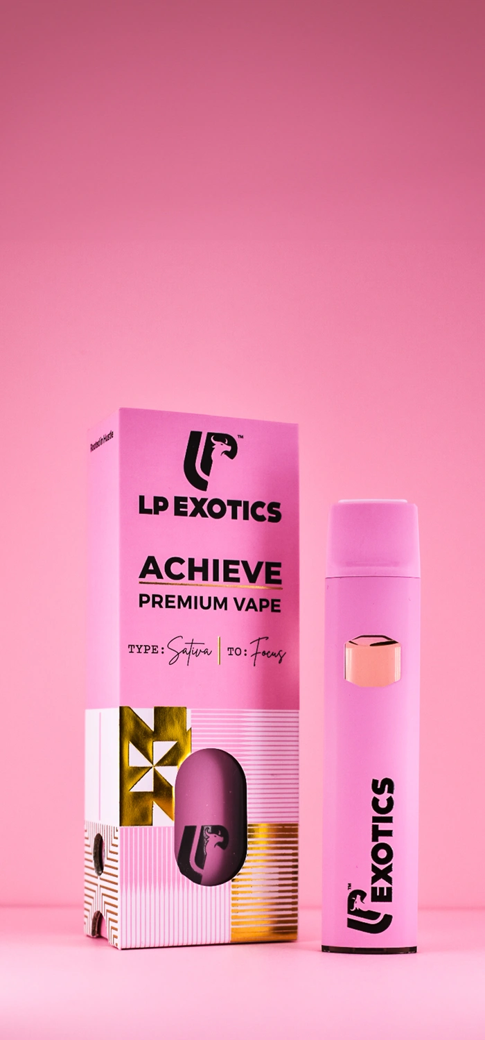 Pink LP Achieve vape pen and original packaging
